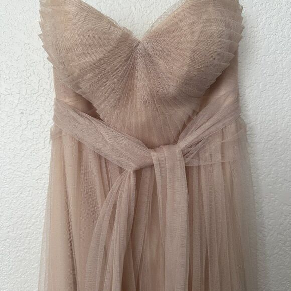 BHLDN Jenny Yoo Annabelle Convertible Column Dress Strapless Tulle Beige Size 0 - Picture 3 of 9